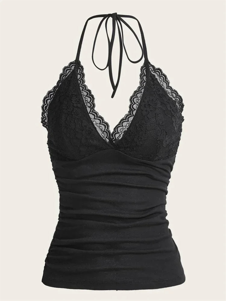 Lace V-neck Halter Top