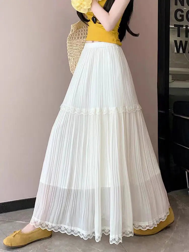 Pleated Chiffon Midi Skirt